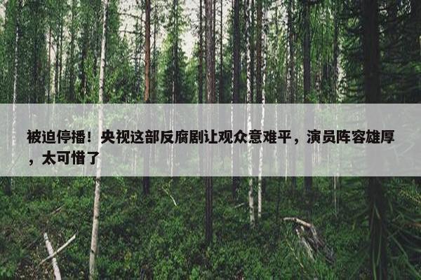 被迫停播！央视这部反腐剧让观众意难平，演员阵容雄厚，太可惜了