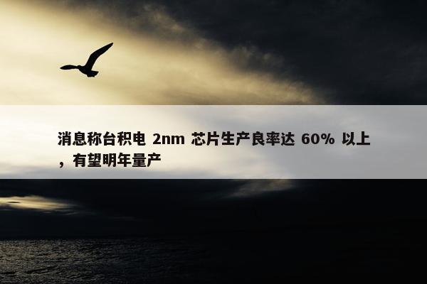 消息称台积电 2nm 芯片生产良率达 60% 以上，有望明年量产