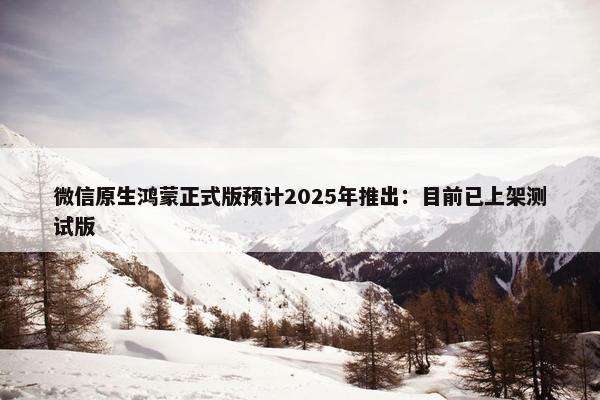 微信原生鸿蒙正式版预计2025年推出：目前已上架测试版