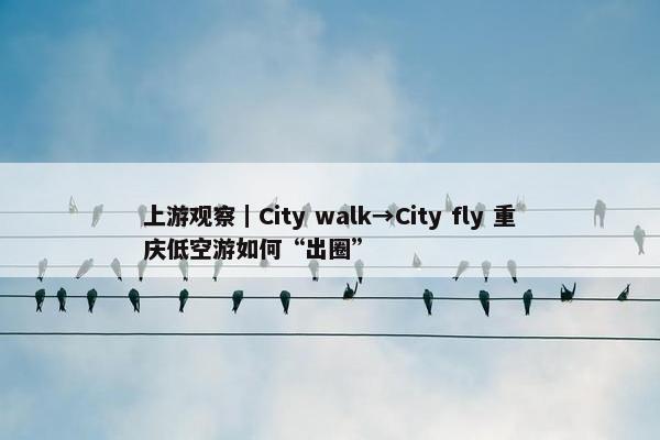 上游观察｜City walk→City fly 重庆低空游如何“出圈”