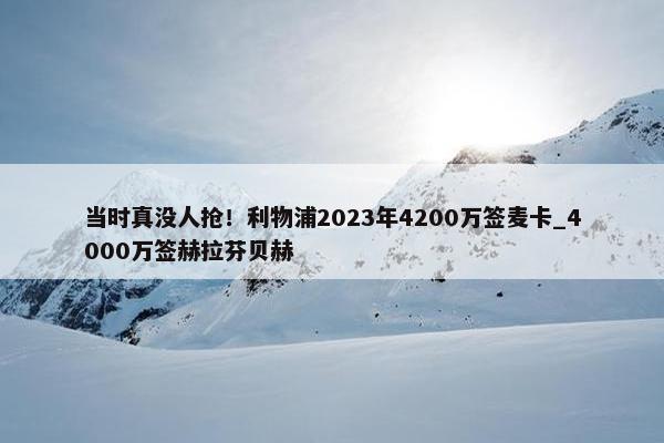 当时真没人抢！利物浦2023年4200万签麦卡_4000万签赫拉芬贝赫