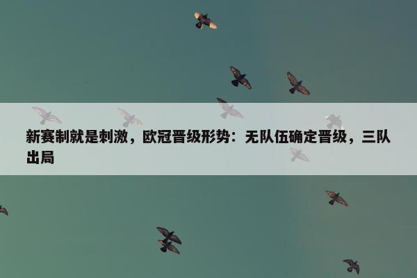 新赛制就是刺激，欧冠晋级形势：无队伍确定晋级，三队出局