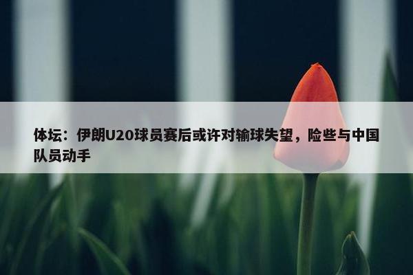 体坛：伊朗U20球员赛后或许对输球失望，险些与中国队员动手