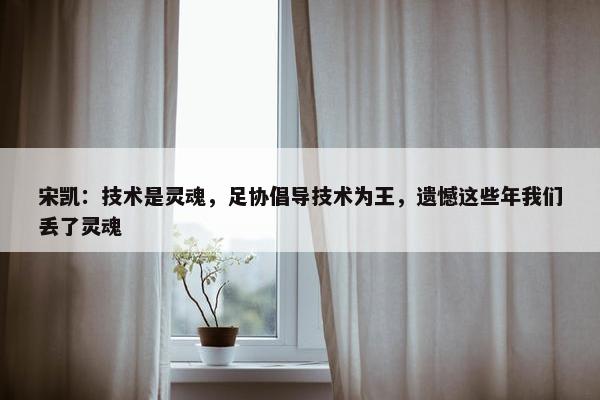 宋凯：技术是灵魂，足协倡导技术为王，遗憾这些年我们丢了灵魂