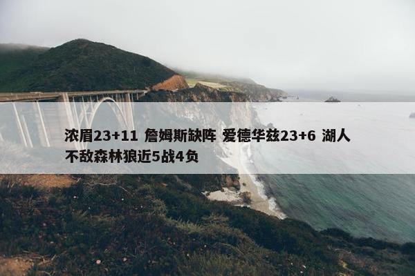 浓眉23+11 詹姆斯缺阵 爱德华兹23+6 湖人不敌森林狼近5战4负