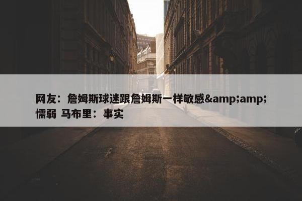 网友：詹姆斯球迷跟詹姆斯一样敏感&amp;懦弱 马布里：事实