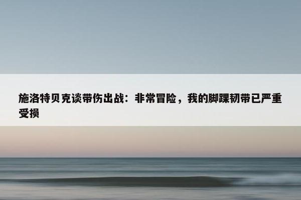 施洛特贝克谈带伤出战：非常冒险，我的脚踝韧带已严重受损