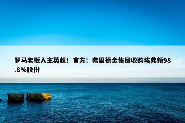 罗马老板入主英超！官方：弗里德金集团收购埃弗顿98.8%股份