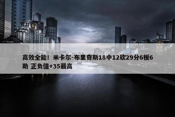 高效全能！米卡尔-布里奇斯18中12砍29分6板6助 正负值+35最高