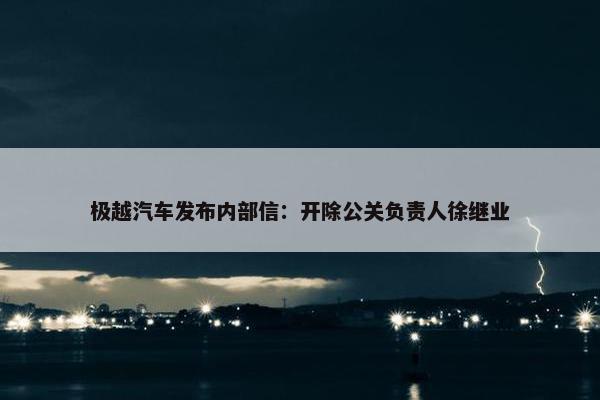 极越汽车发布内部信：开除公关负责人徐继业