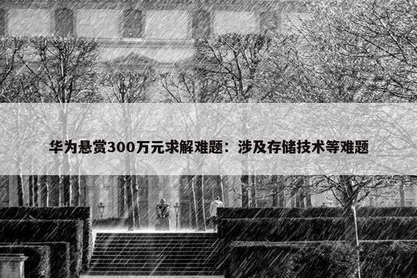 华为悬赏300万元求解难题：涉及存储技术等难题