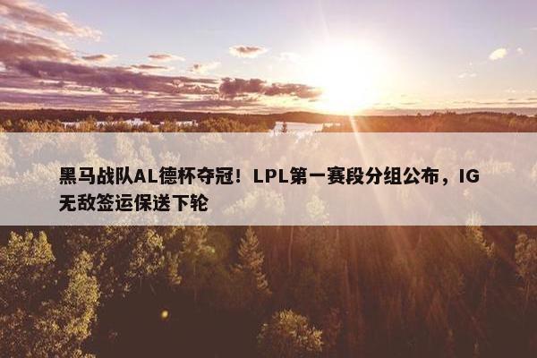 黑马战队AL德杯夺冠！LPL第一赛段分组公布，IG无敌签运保送下轮