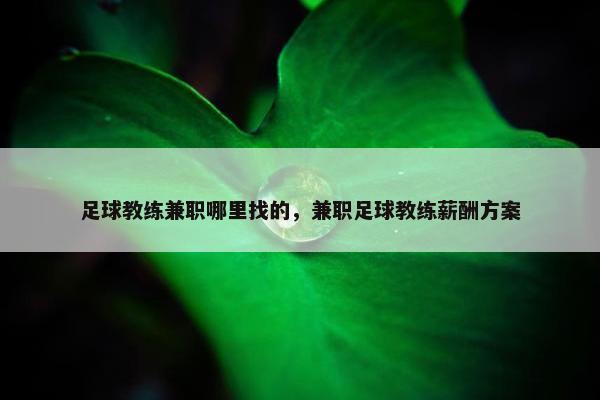 足球教练兼职哪里找的，兼职足球教练薪酬方案