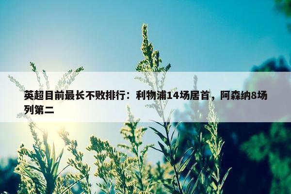 英超目前最长不败排行：利物浦14场居首，阿森纳8场列第二