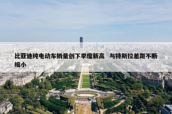 比亚迪纯电动车销量创下季度新高  与特斯拉差距不断缩小