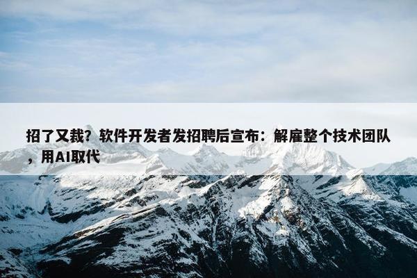 招了又裁？软件开发者发招聘后宣布：解雇整个技术团队，用AI取代