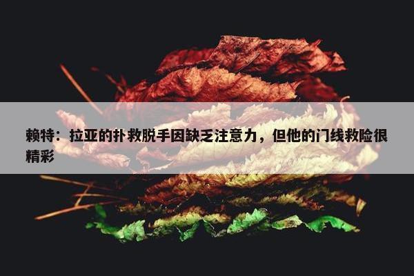 赖特：拉亚的扑救脱手因缺乏注意力，但他的门线救险很精彩