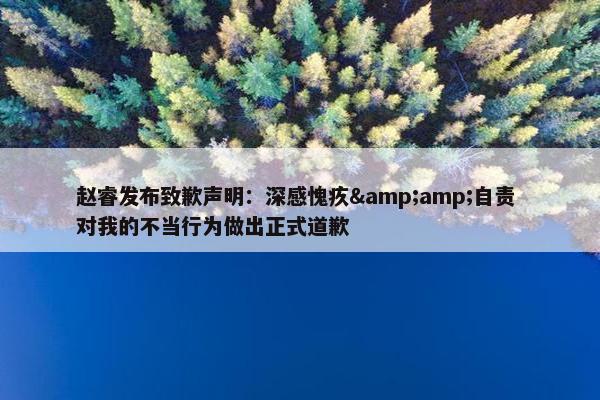 赵睿发布致歉声明：深感愧疚&amp;自责 对我的不当行为做出正式道歉