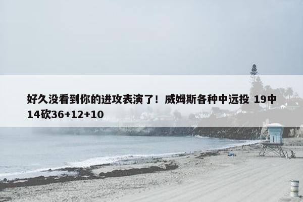 好久没看到你的进攻表演了！威姆斯各种中远投 19中14砍36+12+10