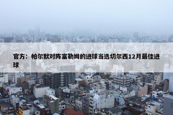 官方：帕尔默对阵富勒姆的进球当选切尔西12月最佳进球